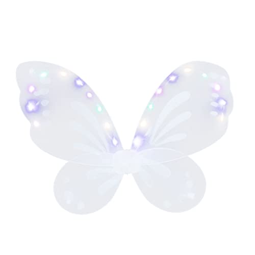 PartyKindom Leuchtende Elfenflügel Weiß Strapazierfähige Schmetterlingsflügel für Mädchen Cosplay Bühnenkostüm Halloween Karneval Party Zubehör von PartyKindom