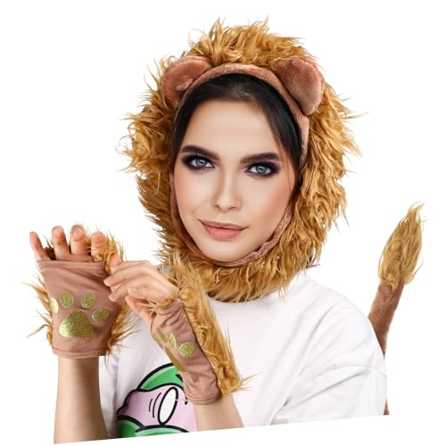 PartyKindom Löwenkostüm Set für Haarreif und Langlebige Faschings show Accessoires Bequemes Material Waschbar für Karneval Halloween und Rollenspiele von PartyKindom