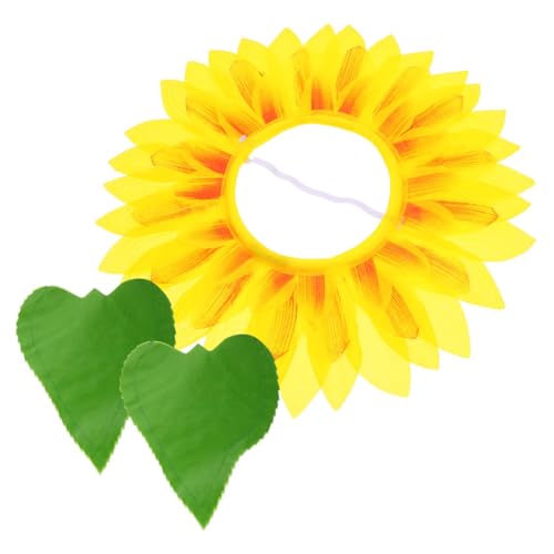 PartyKindom Lustige Sonnenblumen Kopfbedeckung mit Grünem Handschuh Auffälliges Performance Hutkostüm für Kinderfest Kindergarten Sportfest Halloween und Bühnenauftritte von PartyKindom