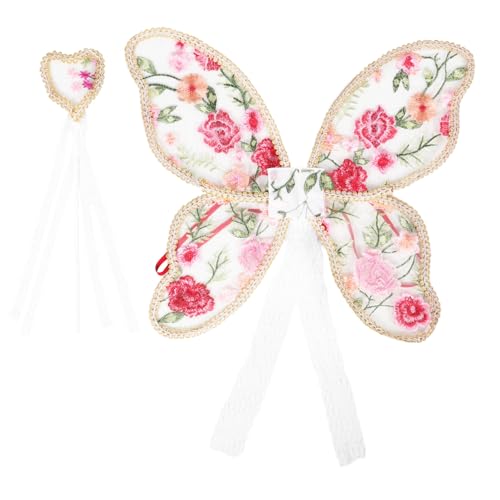 PartyKindom Mädchen Flügel Kostüm Set Bunte mit Herz Zauberstab für Halloween Geburtstagsfeiern und Rollenspiele Vielseitige Accessoires für Prinzessinnen und von PartyKindom