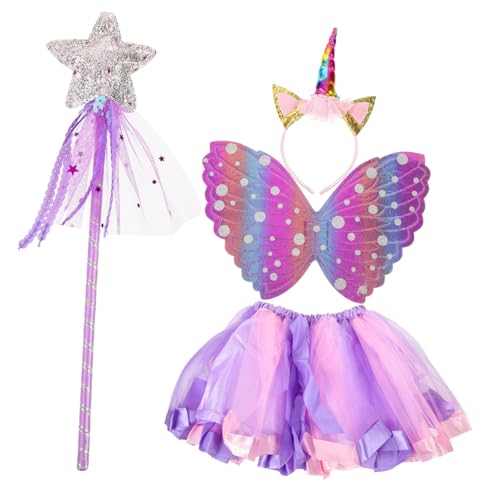 PartyKindom Mädchen Kostüm Set mit Tüllrock Einhorn Haarreif und Zauberstab Buntes Regenbogen Netzstoff Kleid für Bühnenauftritte Karneval Cosplay und Festlichkeiten PartyKindom Mädchen Kostüm Set mit Tüllrock Einhorn Haarreif und Zauberstab Buntes Regenbogen Netzstoff Kleid für Bühnenauftritte Karneval Cosplay und Festlichkeiten von PartyKindom