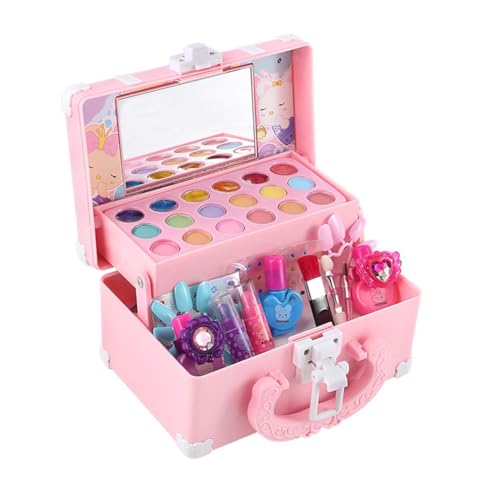 PartyKindom Mädchen Make Up Set Wasserlösliches Kosmetikset für Tragbarem Schminkkoffer und Lippenstift für Kreative Rollenspiele und Unvergesslichen Spaß von PartyKindom