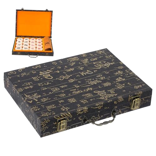 PartyKindom Mahjong Aufbewahrungsbox aus Holz mit Tragegriff Vintage Spielset für Schach und Mahjong Geräumige und Elegante Schatzkiste für Organisation Ihrer Spiele PartyKindom Mahjong Aufbewahrungsbox aus Holz mit Tragegriff Vintage Spielset für Schach und Mahjong Geräumige und Elegante Schatzkiste für Organisation Ihrer Spiele von PartyKindom