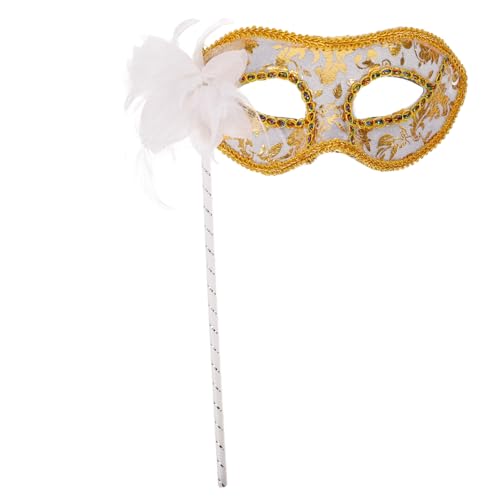 PartyKindom Maske für Damen Halbmaske mit Stick und Federn für Karneval Cosplay und Partys Verarbeitet Komfortabel und Vielseitig Einsetzbar von PartyKindom