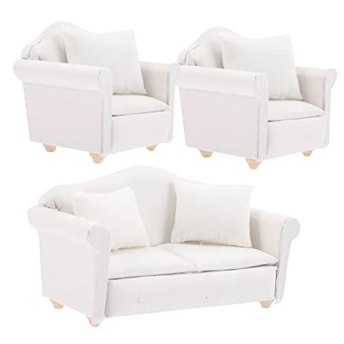 PartyKindom Maßstab Weißer Stoff Sofa mit Kissen Teiliges Set für Kreative Rollenspiele und Dekoration PartyKindom Maßstab Weißer Stoff Sofa mit Kissen Teiliges Set für Kreative Rollenspiele und Dekoration von PartyKindom