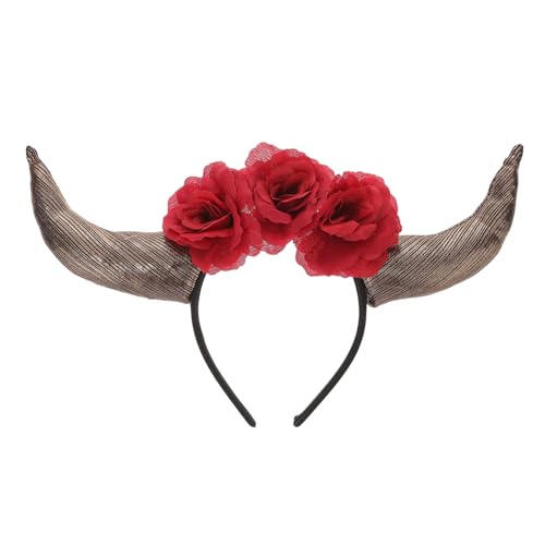 PartyKindom Mexikanisches Day Of The Dead Haarreif mit Rosen und Hörnern Festival Kopfschmuck für Kostümparty Halloween Cosplay Einzigartiges Bequemes Party accessoire in Rot PartyKindom Mexikanisches Day Of The Dead Haarreif mit Rosen und Hörnern Festival Kopfschmuck für Kostümparty Halloween Cosplay Einzigartiges Bequemes Party accessoire in Rot von PartyKindom