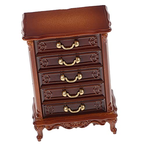 PartyKindom Mini-Brustspielzeug Puppenhausmöbel Puppenhaus-Schrankregal winzig klein deko bücherregal Kinderminiaturspielzeug Miniatur -Lagerschrank hölzern Brown von PartyKindom