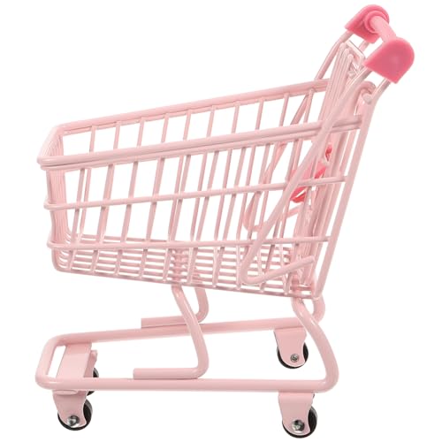 PartyKindom Mini Einkaufswagen Dekorative Aufbewahrung Rosa Mini Shopping Cart für Zuhause Praktischer Aufbewahrungskorb und Fotorequisite für Kleine Gegenstände und Wohnaccessoires von PartyKindom
