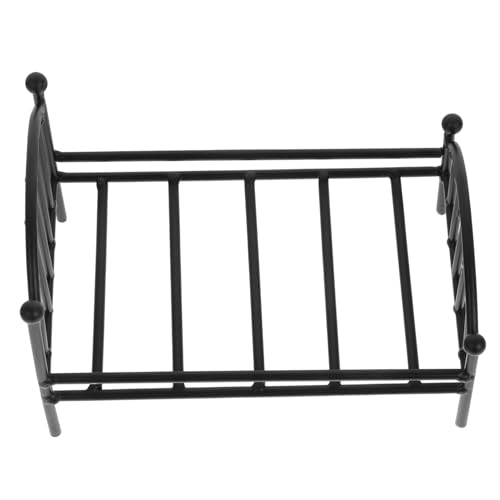 PartyKindom Mini Hausbett Puppenhausmöbel Kleines Puppenhausbett Coole Mini Sachen Metall Miniaturmöbel Mini Hauszubehör Mini Schlafzimmermöbel Mini Hausdekor Eisen Schwarz von PartyKindom