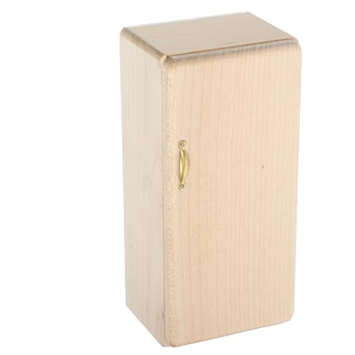 PartyKindom Mini Holz Eisfach Kühlschrank Modell Naturbelassen Hochrealistische Puppenhaus Küche Kompakt Glatte Oberfläche für Miniatur Szenen und Kreative Raumdekoration von PartyKindom