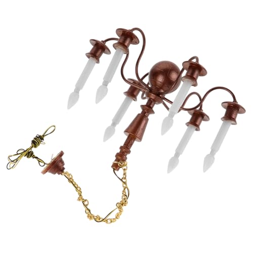 PartyKindom Mini -Kronleuchtermodell Party Miniaturpuppenhaus Miniaturszene Machen Häuser deko Pendelleuchte kleine Hängelampe imitierte Hängelampe Puppenhaus-Miniaturlampe Metall Kaffee von PartyKindom