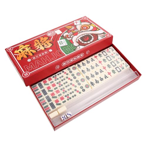 PartyKindom Mini Mahjong Set Tragbar mit Komplettzubehör Glatter Oberfläche Praktisch und Platzsparend für Reise Freizeit und Partys Chinesisches Mahjong Spiel für Unterwegs und Zuhause von PartyKindom