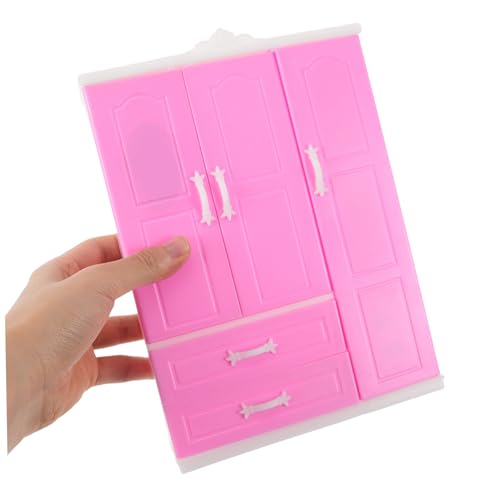 PartyKindom Mini Princess Garderobe Nachttische Kleiderschrank Puppenhaus Miniaturmöbel für Dollhouse Möbel für Puppenhaus Schrank für Puppe Tell vor, zu Plastik Rosa von PartyKindom