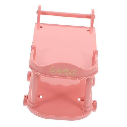 PartyKindom Mini-foodtruck Deko Miniaturhausmöbel Puppenhaus-beistelltisch Puppenhaus-küchenzeug- Puppenhaus-grillständer Miniatur-küchenwagen Puppenhaus-speiseständer Rosa Plastik von PartyKindom