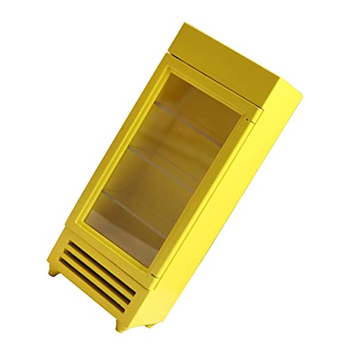 PartyKindom Mini -simulierter Holzkühlschrank Kleiner Minikühlschrank Miniaturkühlschrank für Puppenhaus Kühlschrank für Puppenhausmöbel Miniatur-Kühlschrankspielzeug Yellow von PartyKindom