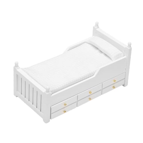 PartyKindom Miniatur Puppenbett Holz mit Schublade Modernes Puppenhaus Mini Bett Robustes Miniatur Schlafzimmermöbel Zubehör für Puppenhaus Dekoration PartyKindom Miniatur Puppenbett Holz mit Schublade Modernes Puppenhaus Mini Bett Robustes Miniatur Schlafzimmermöbel Zubehör für Puppenhaus Dekoration von PartyKindom