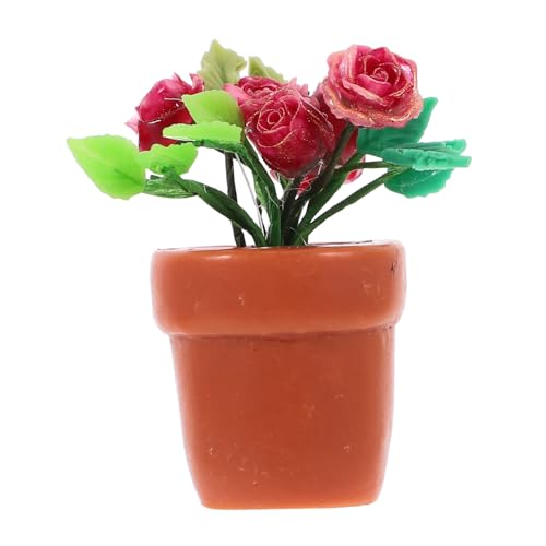 PartyKindom Miniatur Puppenhaus Bonsai Künstliche Topfpflanze Stilvolle Miniatur Deko für Puppenhaus und Mini Garten von PartyKindom