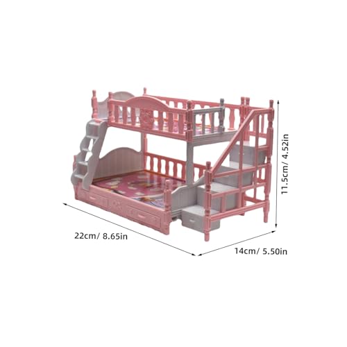 PartyKindom Miniatur Puppenhaus Doppelstockbett Rosa Etagenbett Modell Dekoratives Mini Haus Möbel Zubehör für Schlafzimmer und Handgefertigte Szenendekoration von PartyKindom