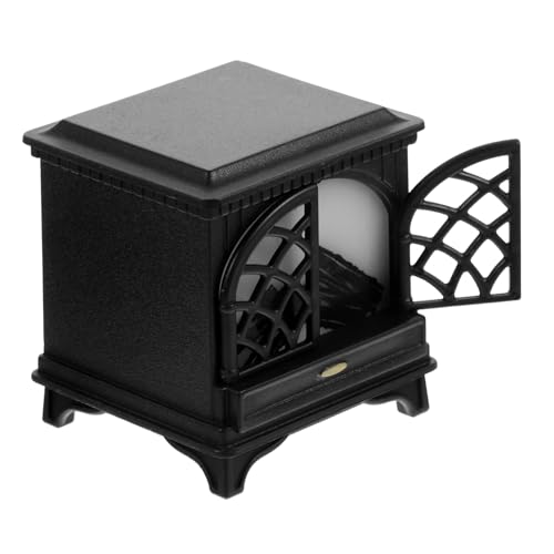 PartyKindom Miniatur Puppenhaus Kamin Modell mit Beleuchtung Resin Dekoration Realistisches Mini Haus Zubehör für DIY Puppenmöbel und Mikrolandschaften Kunststoff Verarbeitet Schwarz von PartyKindom