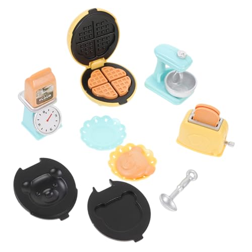 PartyKindom Miniatur Puppenhaus Küchenzubehör Teilig Backwerkzeuge Wie Toaster und Mixer Leichtes Bruchsicheres Miniaturmodell für Puppenstuben Rollenspiel und Dekoration von PartyKindom