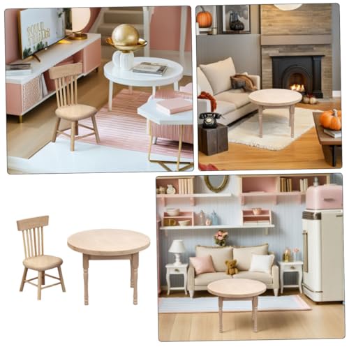 PartyKindom Miniatur Puppenhaus Möbel Set Küchen Esszimmer Set aus Holz Leichter Miniatur Tisch und Stuhl für DIY Diorama Puppenhaus und Dekoration von PartyKindom
