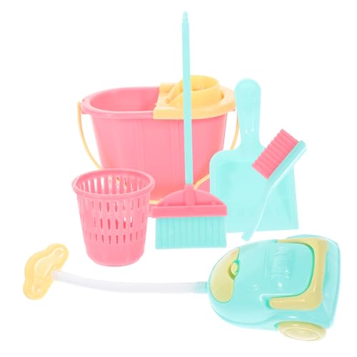 PartyKindom Miniatur Puppenhaus Reinigungsset Teilig Realistische Miniatur Reinigungswerkzeuge aus Stabilem Material Detailreiches Puppenzubehör für Wohn und Schlafzimmer Deko Geschenkidee von PartyKindom