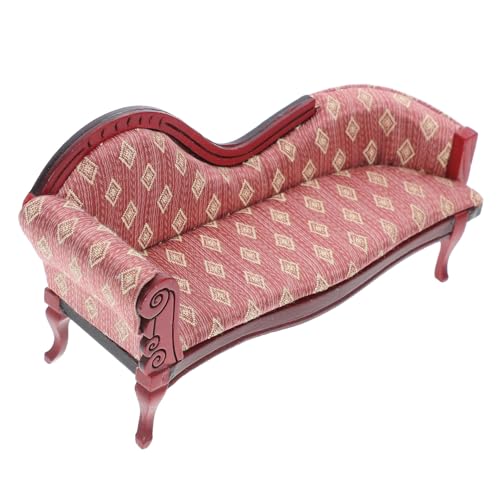 PartyKindom Miniatur Puppenhaus Sessel Europäisches Vintage Mini Sofa mit Detaillierter Handarbeit für Puppenhaus Dekoration und Miniatur Szene Zubehör von PartyKindom