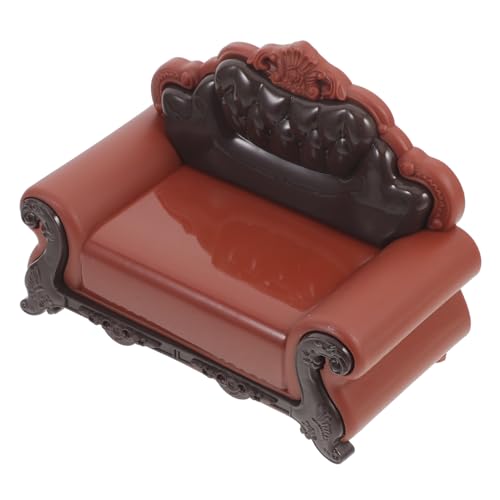PartyKindom Miniatur Puppenhaus Sofa Stuhl Miniaturmöbel Vintage Design Mini Haus Dekoration Realistische Form Verarbeitung Dunkelbraun von PartyKindom