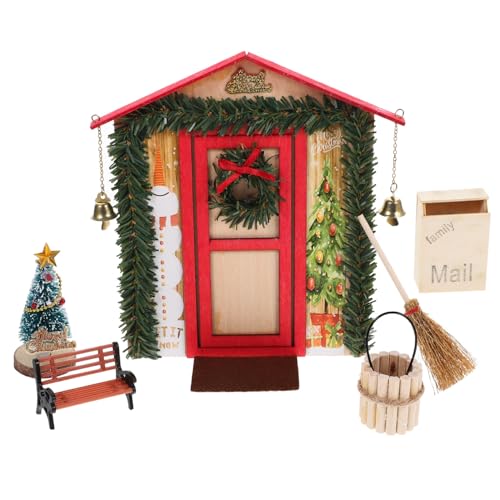 PartyKindom Miniatur Puppenhaus Tür Deko aus Holz DIY Weihnachts Dekoration für Puppenhaus Niedliche Miniatur Tür für Festliche Szene Langlebiges Zubehör für Mädchen Ab Jahren von PartyKindom