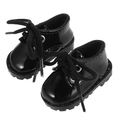 PartyKindom Miniatur Puppenschuhe aus Künstlichem Leder für Baumwollpuppen Idealer Sitz Modische Mini Schuhe Zubehör für Puppenhaus und Puppenfamilie Schwarz von PartyKindom