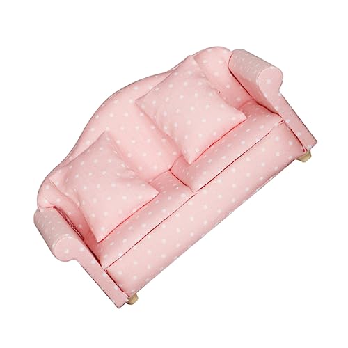PartyKindom Miniatur Puppensofa mit Rosa Polka Dots und Kissen Detailgetreues Spielhaus Sofa Modell Dekoratives Desktop Ornament für Kinderzimmer und Puppenhaus Zubehör PartyKindom Miniatur Puppensofa mit Rosa Polka Dots und Kissen Detailgetreues Spielhaus Sofa Modell Dekoratives Desktop Ornament für Kinderzimmer und Puppenhaus Zubehör von PartyKindom