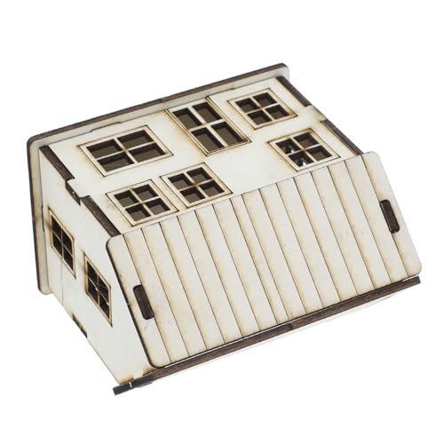 PartyKindom Miniaturhaus Bastelset Basteln Weihnachtsszenenfiguren Weihnachtsdorf Zubehör Modellhaus Bausatz Selber Machen Hausmontagemodell Modell Eines Spielzeughauses Beige Holz von PartyKindom