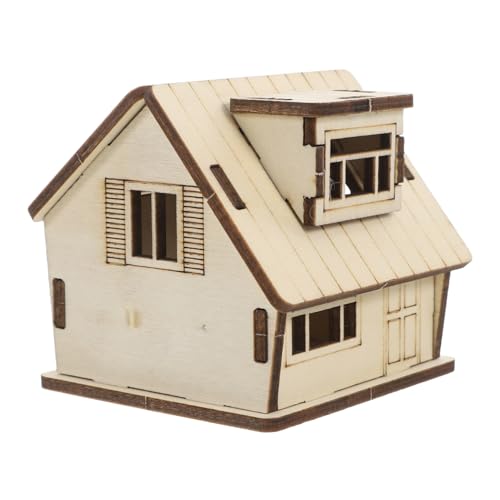 PartyKindom Miniaturhaus Tiny Homes Puppenhaus Baumaterial Tiny House Kindermöbel Zubehör Hausmodell Unvollendetes Holzhaus Miniaturhaus Modellhaus Bausatz Holz Khaki von PartyKindom