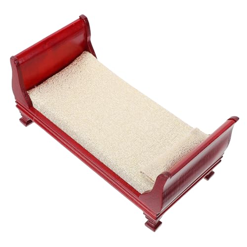 PartyKindom Möbel Accessoire für Puppenhäuser Dekoratives Kleines Bett für Kreative Spielwelten und Schlafzimmerdeko von PartyKindom