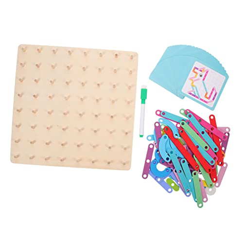 PartyKindom Montessori Holz Geoboard Puzzle Pädagogisches Geometrie Lernspielzeug für Kleinkinder Bunte Holzstäbe Fördert Formenverständnis und Kreativität Leicht und Tragbar für Vorschule von PartyKindom
