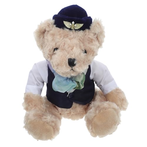PartyKindom Niedliche Flugbegleiter-bär-plüschpuppe, Stofftier, Weich Gefüllte Pilot-bär-puppe, Entzückendes Plüschtier Für Kleinkinder, Kleine Stoffbär-puppe PartyKindom Niedliche Flugbegleiter-bär-plüschpuppe, Stofftier, Weich Gefüllte Pilot-bär-puppe, Entzückendes Plüschtier Für Kleinkinder, Kleine Stoffbär-puppe von PartyKindom