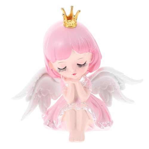 PartyKindom Niedlicher Girl Cake Topper aus Resin Engel Mädchen Figur Tortenaufsatz für Geburtstagstorten Kawaii Cupcake Deko Rosa Engel Statue für Party und Desktop Dekoration von PartyKindom