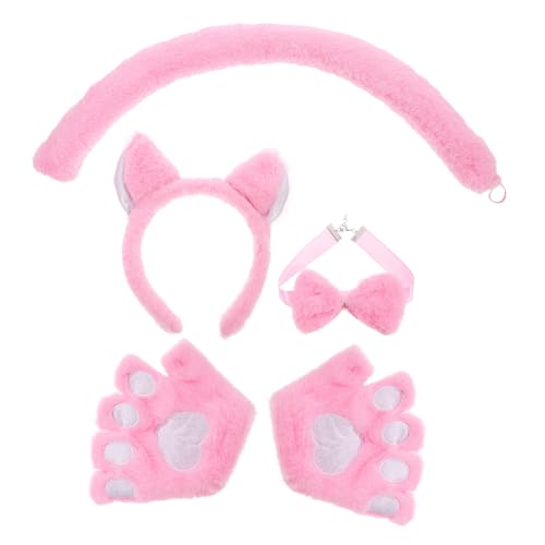 PartyKindom Niedliches Katzenkostüm mit Rosa Katzenohren Stirnband und Pfotenhandschuhen Handgefertigt Leichte Plüschmaterialien Wiederverwendbar Party Karnevalzubehör für Halloween und PartyKindom Niedliches Katzenkostüm mit Rosa Katzenohren Stirnband und Pfotenhandschuhen Handgefertigt Leichte Plüschmaterialien Wiederverwendbar Party Karnevalzubehör für Halloween und von PartyKindom