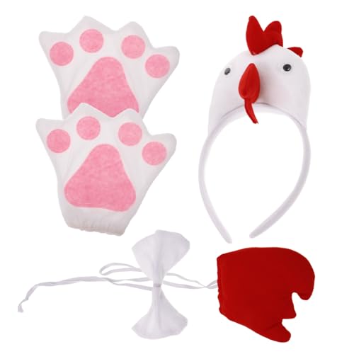 PartyKindom Niedliches Küken Cosplay Set Teilig mit Haarreif Fliege und Handschuhen Flauschiges Tierkostüm für Langlebige Verkleidung für Fasching Halloween und Partys von PartyKindom