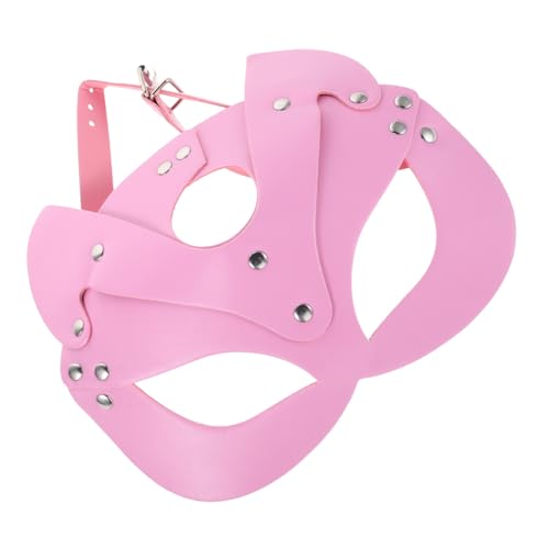 PartyKindom PU Halbes Gesicht Katzenmaske Damen Halbgesichts Tiermasken aus PU für Halloween Kostüm Cosplay Party Maskerade und Karneval Zubehör Atmungsaktiv Leicht Vielseitig Kombinierbar von PartyKindom