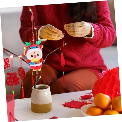 PartyKindom Plüsch Drache Stofftier Chinesischer Drache Anhänger mit Lanyard Weiches Kuscheltier für Familie und Freunde Dekoration für Auto und Wand Glücksbringer für Neujahr von PartyKindom