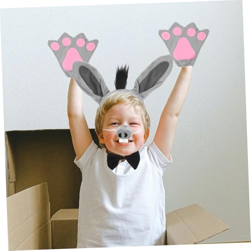 PartyKindom Plüsch Esel Kostüm Set Tierohren Stirnband mit und Handschuhen für Fasching Karneval Party Verkleidung Bequem Langlebig für Kostümbälle und Aufführungen von PartyKindom