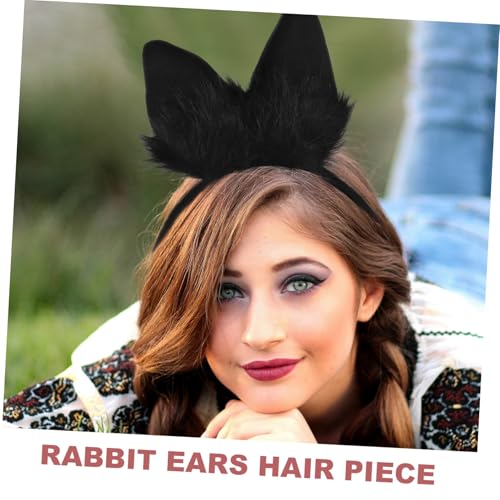 PartyKindom Plüschiges Kaninchenohren Haarband für Damen Lustiger Leichter Haarreif mit Schwarzem Hasenohren design für Karneval Osterfeiern Themen Kostümpartys von PartyKindom