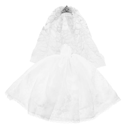 PartyKindom Puppen Brautkleid mit Langem Schleier Wiederverwendbares Handgefertigtes Hochzeitskleid für Puppen Leichtes Kostüm für Spiel und Dress Up PartyKindom Puppen Brautkleid mit Langem Schleier Wiederverwendbares Handgefertigtes Hochzeitskleid für Puppen Leichtes Kostüm für Spiel und Dress Up von PartyKindom