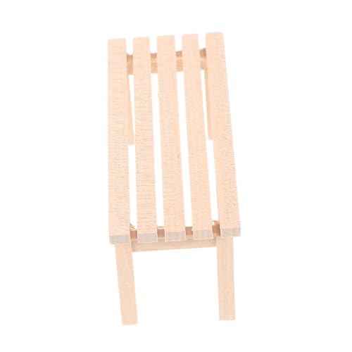 PartyKindom Puppenhaus-Bankmodell Möbel Mini Holzbankverzierung kleine Parkbank Parkbänke Modell winziges Bankdekor Modell Einer Parkbank Modell Einer Holzbank Puppenhaus-Layout hölzern Beige von PartyKindom