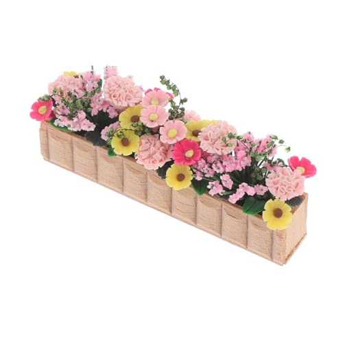 PartyKindom Puppenhaus Blumentopf Aus Holz Bauernhaus Modell Kinderzimmer Dekoration Mini Puppenhäuser Blumen Für Puppenhaus Künstliche Puppenhausblumen Realistisch DIY Klein von PartyKindom