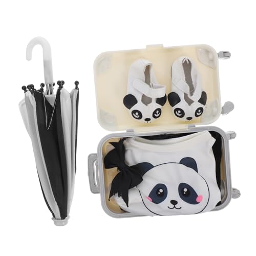 PartyKindom Puppenkleidung und Zubehör mit Modischem Anzug Praktischem Reise Koffer und Regenschirm für Puppen Dekorative Kleidung für Puppen Detailreiche Outfits und Accessoires von PartyKindom
