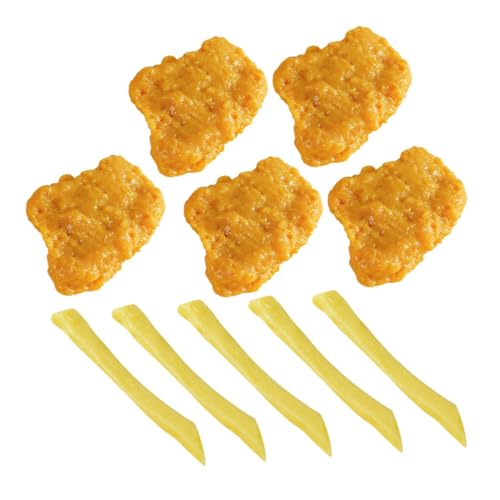 PartyKindom Realistische Künstliche Chicken und Pommes Frites Modell Teiliges aus Geruchlosem PVC Material Detailgetreu und Dekorativ für Fotografie Spielküche und Tischdekoration von PartyKindom