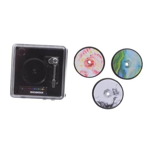 PartyKindom Realistischer Plattenspieler mit Schallplatten für Puppenhaus Dekoration Flexibles Zubehör für Kreative Szenengestaltung von PartyKindom