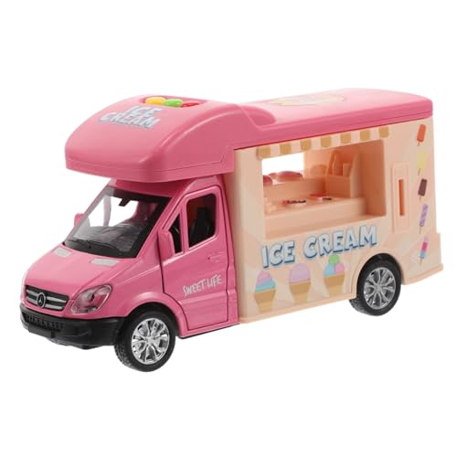PartyKindom Realistisches Eiswagen Auto mit Aufziehmotor Authentisches Design Interaktives Rollenspiel für Jungen und Mädchen Tragbarer Food Truck für Kreatives und Dekoration von PartyKindom